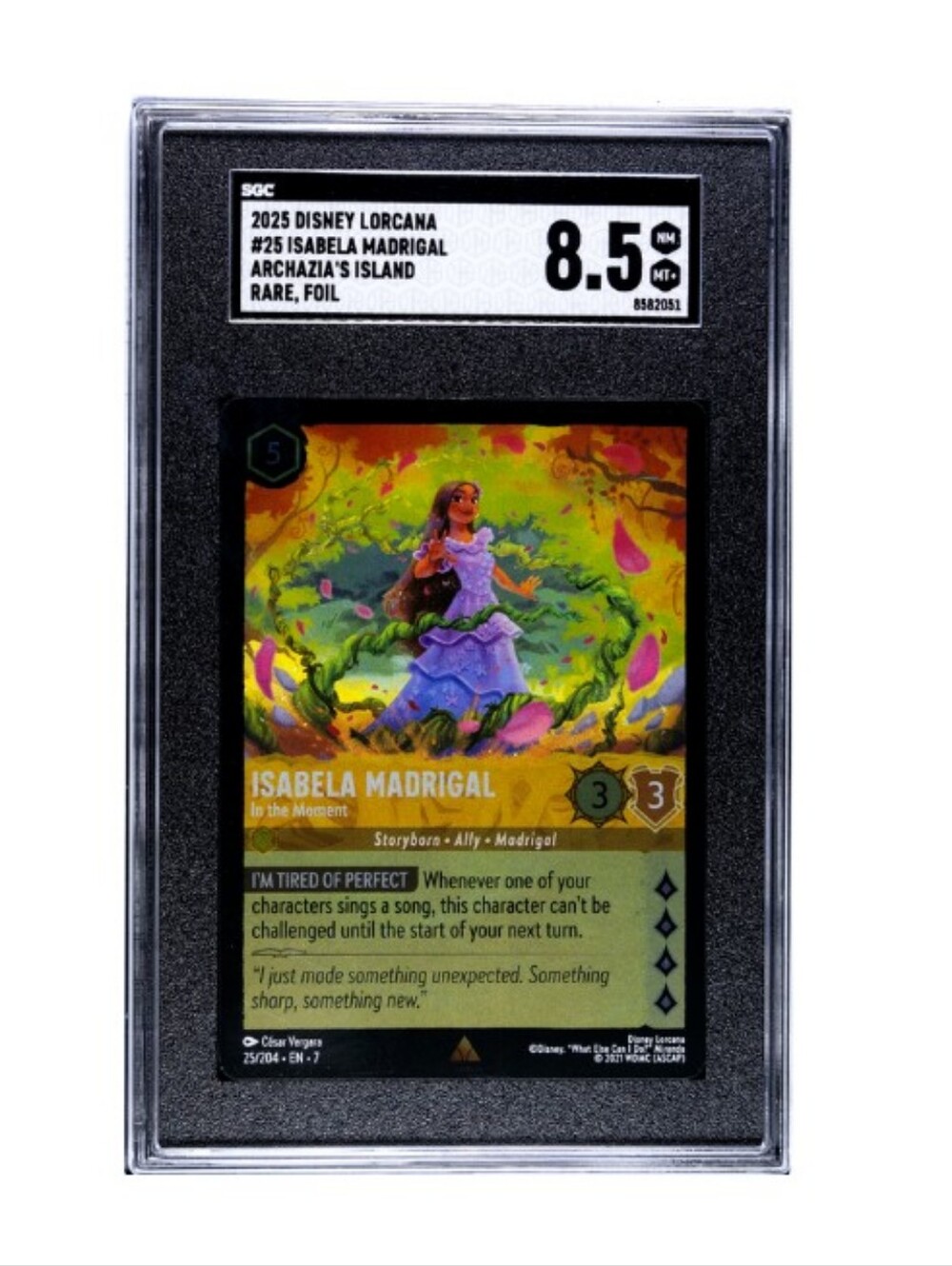 Lorcana TCG EN-7 25/204 Isabela Madrigal In The Moment Rare Foil SGC Graded 8.5